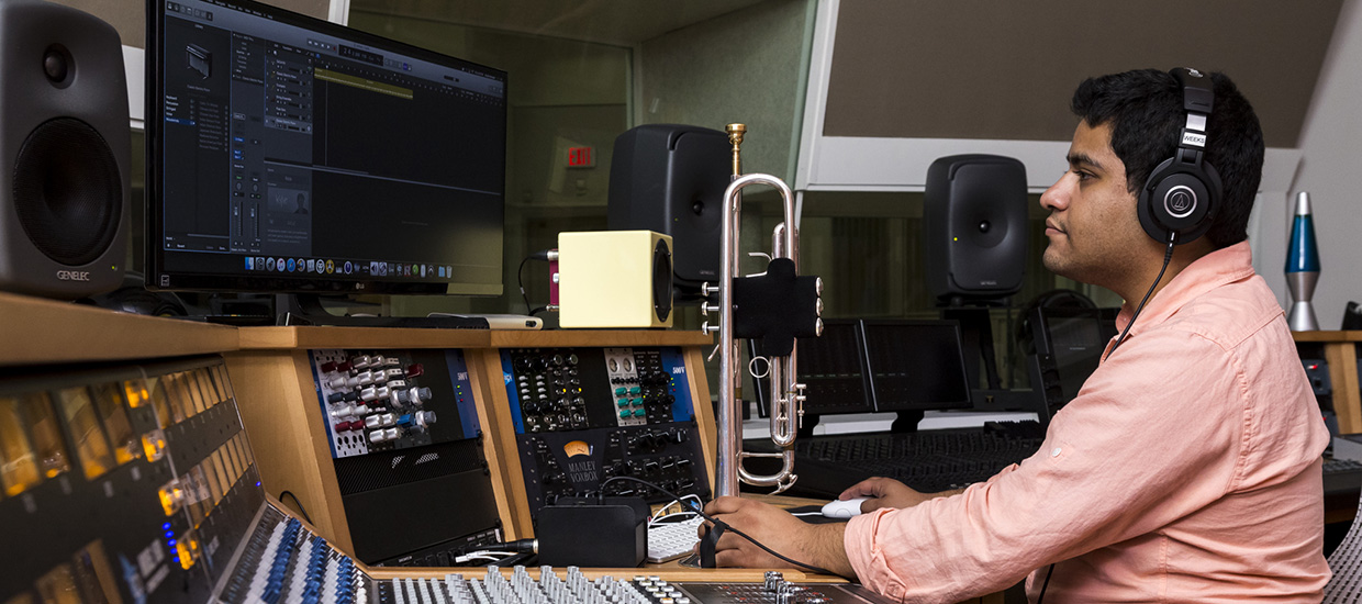 Music Engineering Student at work in a FROST Lab