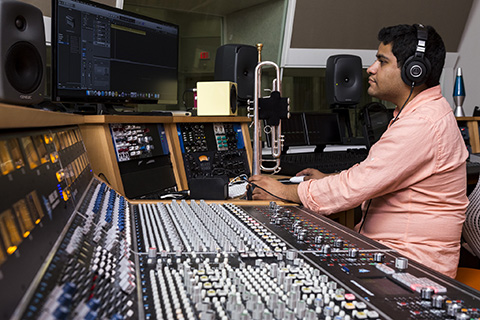 Music Engineering Student at work in a FROST Lab